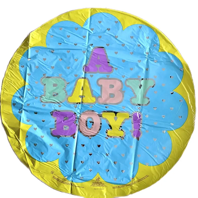 18" Gender-Reveal Balloon: Baby Boy Design In Blue And Yellow For Shower Decor 1