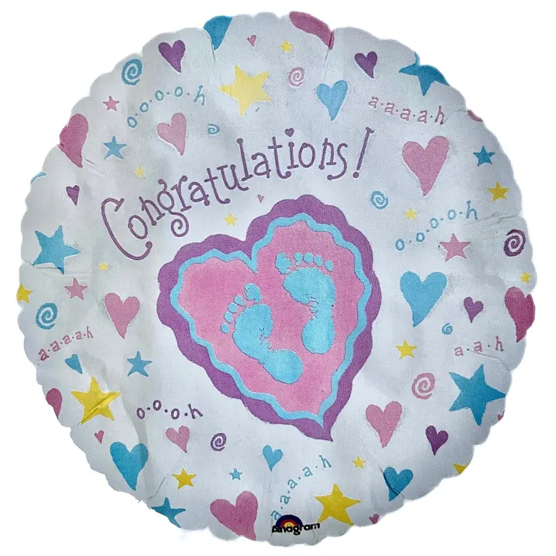 18" Welcome Baby Footprints Balloon – Congratulations Theme For Shower Or Newborn Party 1