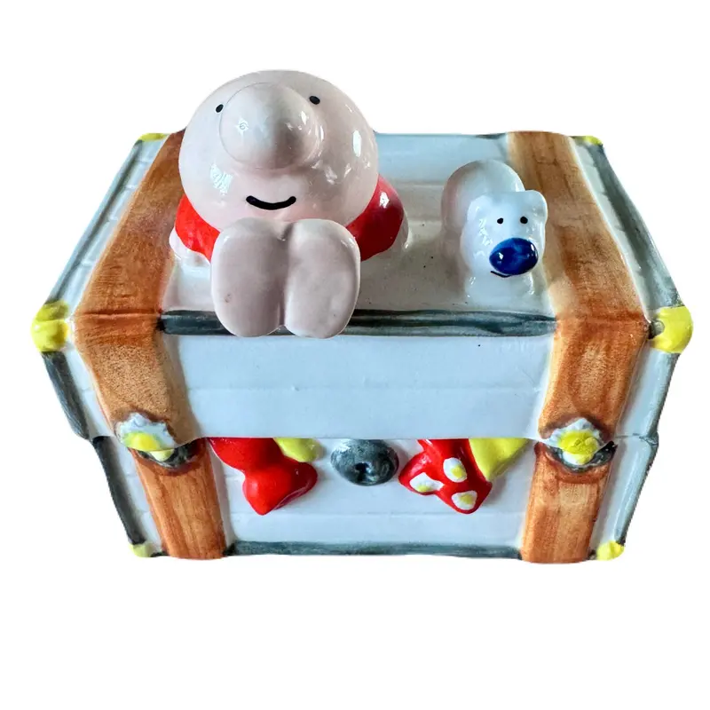 1980 Ziggy & Dog Fuzz Treasure Chest Trunk – Tom Wilson Ceramic Jewelry Box Figurine 1