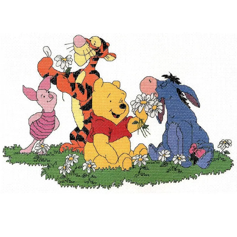 1999 Winnie The Pooh 'Daisies' Cross-Stitch Kit – Uk Designer Stitches D29 Featuring Tigger, Piglet & Eeyore 1