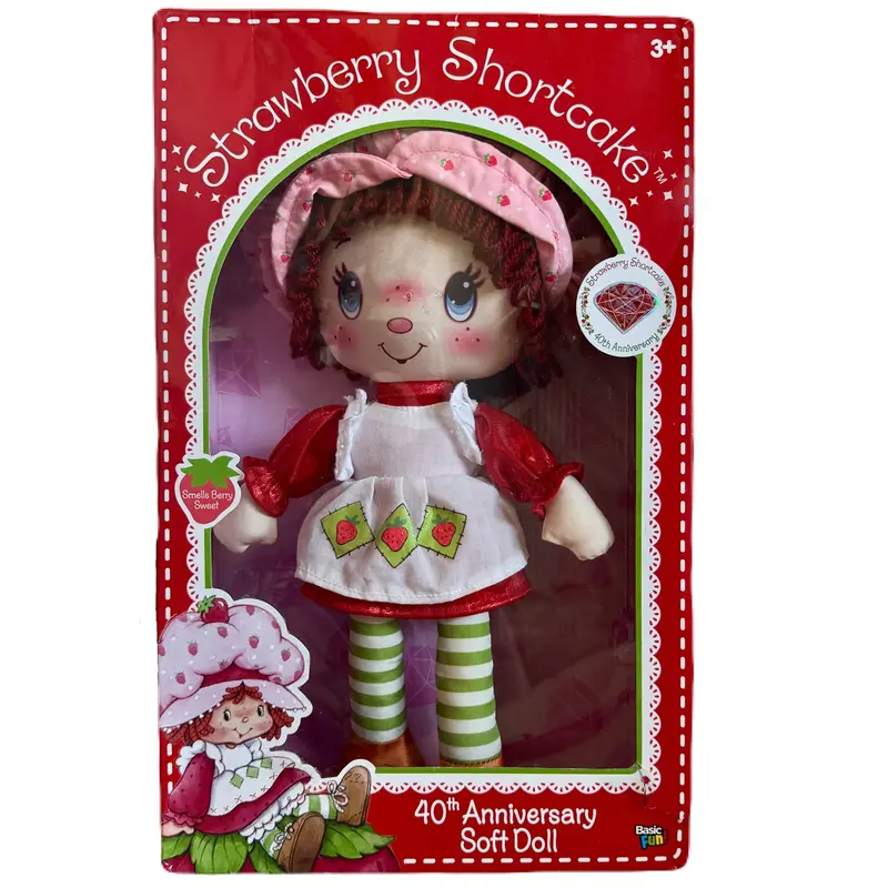 40Th Anniversary Strawberry Shortcake Rag Doll – Sparkly Retro Plush Toy With Yarn Hair (14", 2019) 1