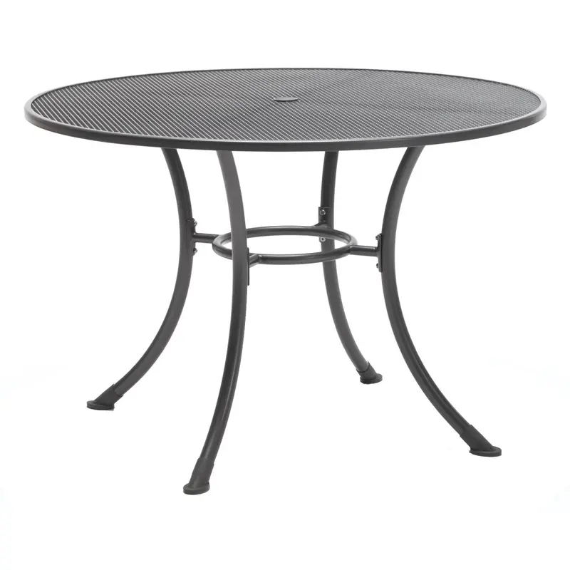 42-Inch Round Outdoor Mesh Dining Table – Wrought Iron Base 1
