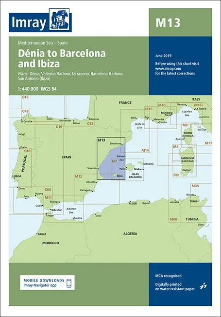 Admiralty Chart M13: Coastal Route From Dénia To Barcelona And Ibiza 1