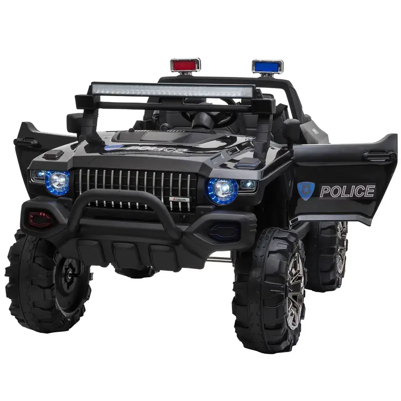 Aosom 12V Black Two-Seater Police Ride-On – Remote-Controlled Electric Car For Ages 3–8 1