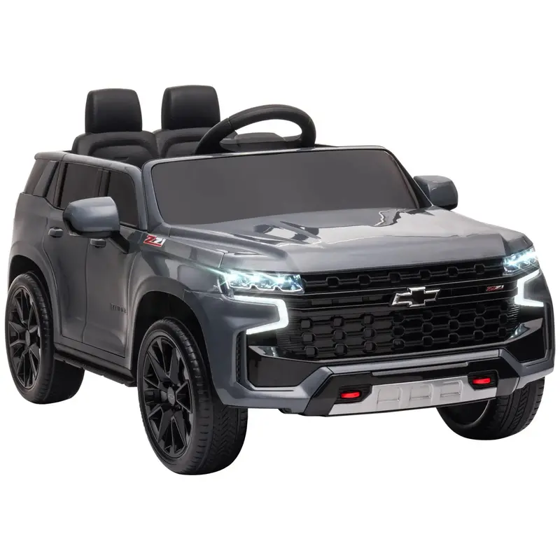 Aosom 12V Licensed Chevrolet Tahoe Ride-On – Grey Electric Car For Ages 3–6 1