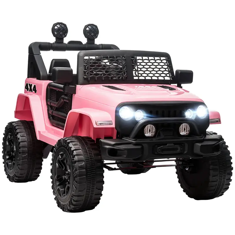 Aosom 12V Pink Off-Road Ride-On Pickup – Adjustable-Speed Electric Truck For Kids 1