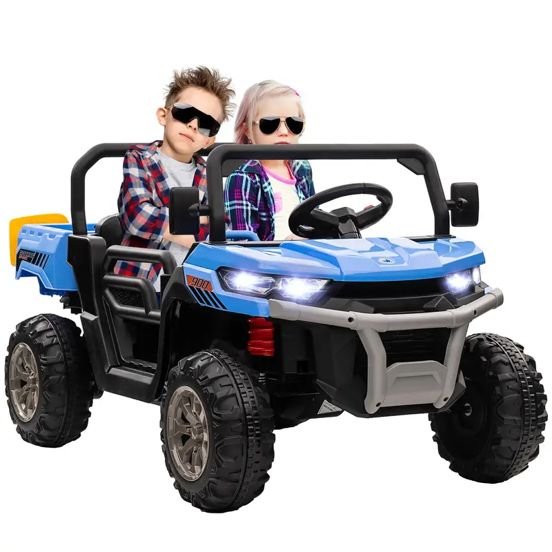 Aosom 12V Two-Seater Ride-On Dump Truck – Electric Toy With Bucket, Shovel & Horn 1