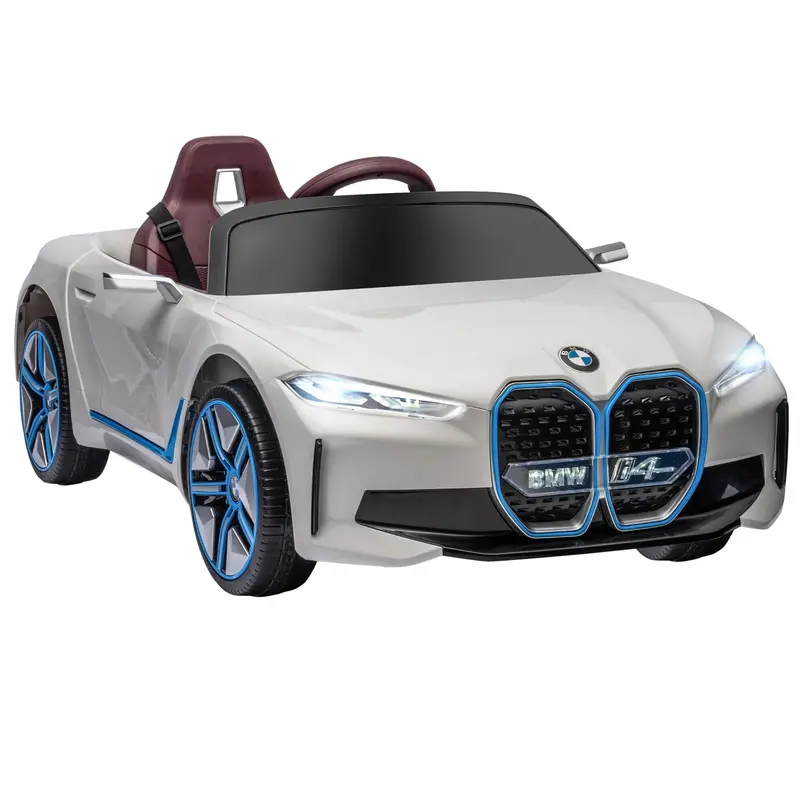 Aosom 12V White Dual-Function Ride-On – Remote-Controlled Electric Car With Lights, Music & Horn 1