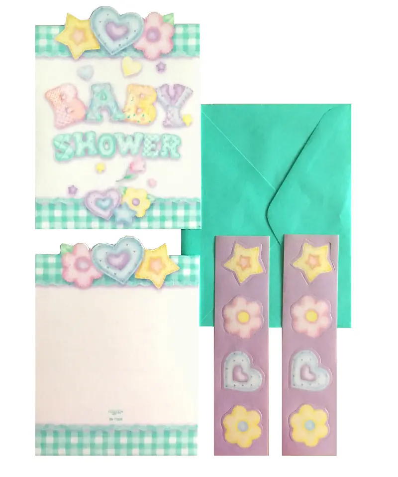 Baby'S Quilt Shower Invitations – Green Gingham Option Available In Sets Of 8 Or 25 1