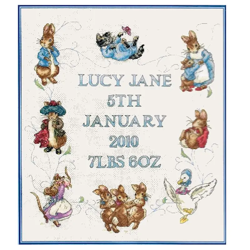 Beatrix Potter Peter Rabbit Birth Announcement Kit – Anchor Cross-Stitch Sampler (2010) 1