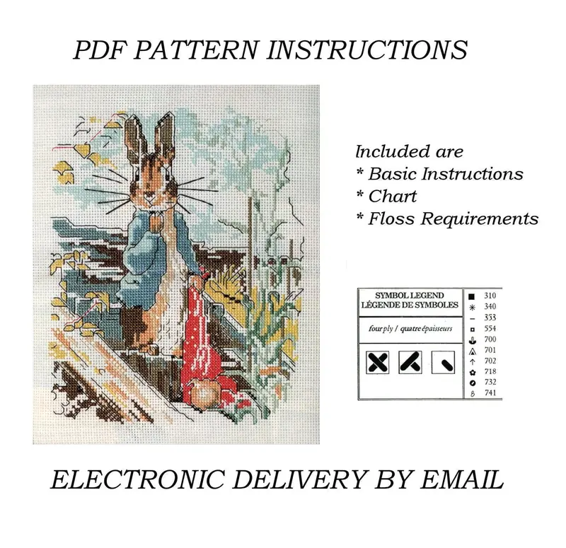 Beatrix Potter Peter Rabbit Garden Scene Cross Stitch Pattern — Anchor Uk Pdf 1