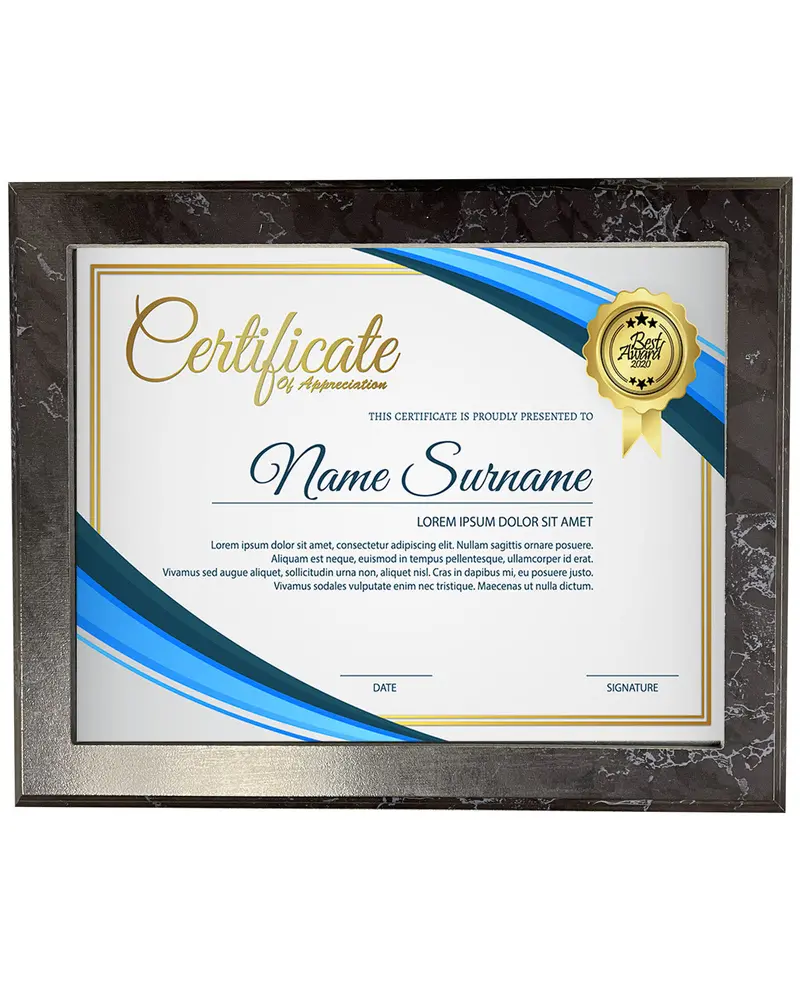 Black Marble Certificate Plaque With Slide-In Holder 1