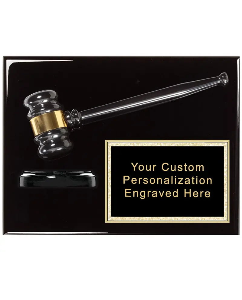 Black Piano-Style Gavel Award Plaque 1