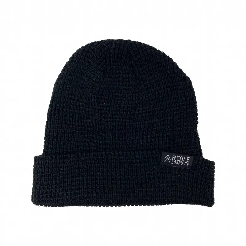 Black Waffle-Knit Beanie 1