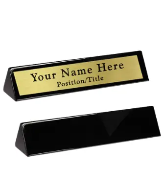 Black Wood Personalized Name Block With Engraved Plate 1