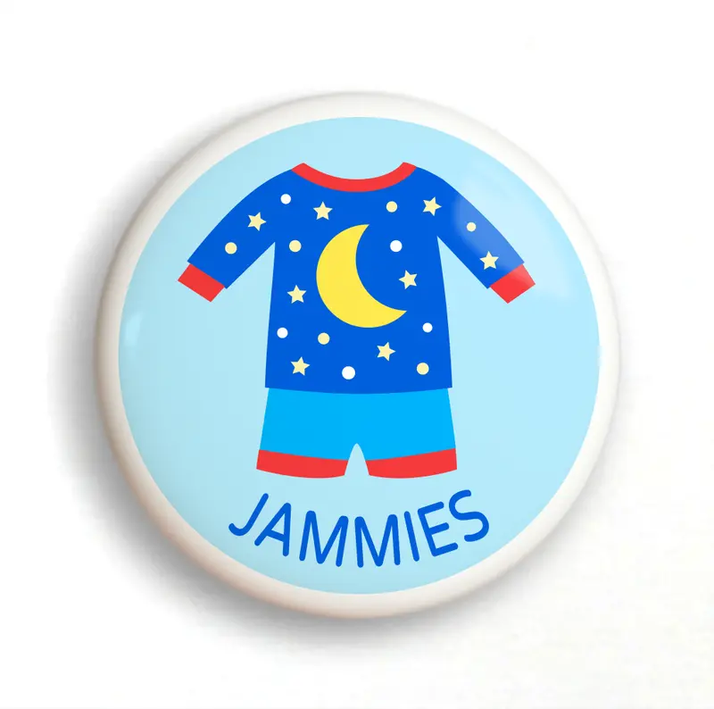 Blue Ceramic Pajama-Themed Dresser Knob – 2-Inch Boy’S Drawer Handle 1