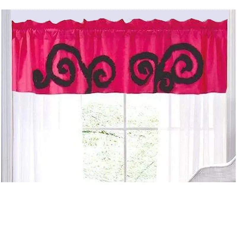 Boho Chic Hot Pink & Black Ruffled Window Valance – 70" Shabby Elegance For Kids & Teens 1