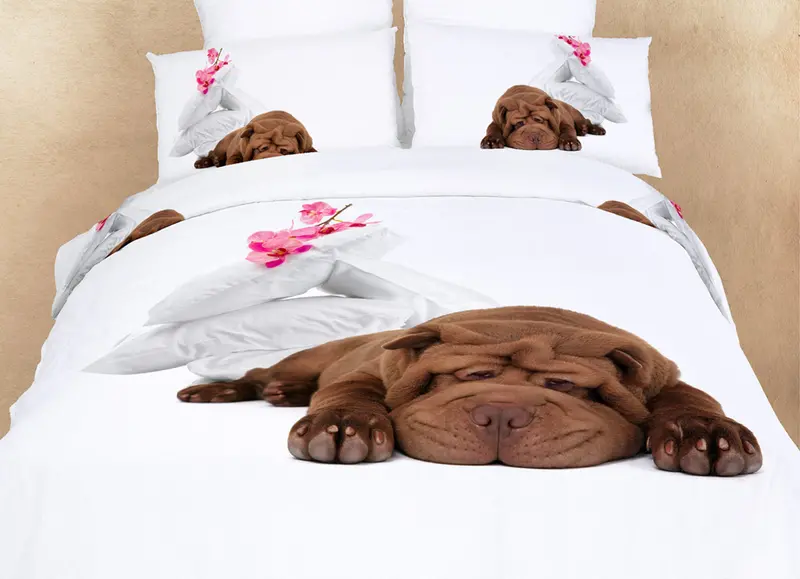 Bulldog Puppy Themed Duvet Cover Set – Playful Twin Or Queen Kids’ Bedding Ensemble 1