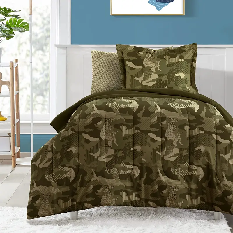 Camouflage Green Comforter Set For Teen Boys – Twin Or Full Bed In A Bag 1