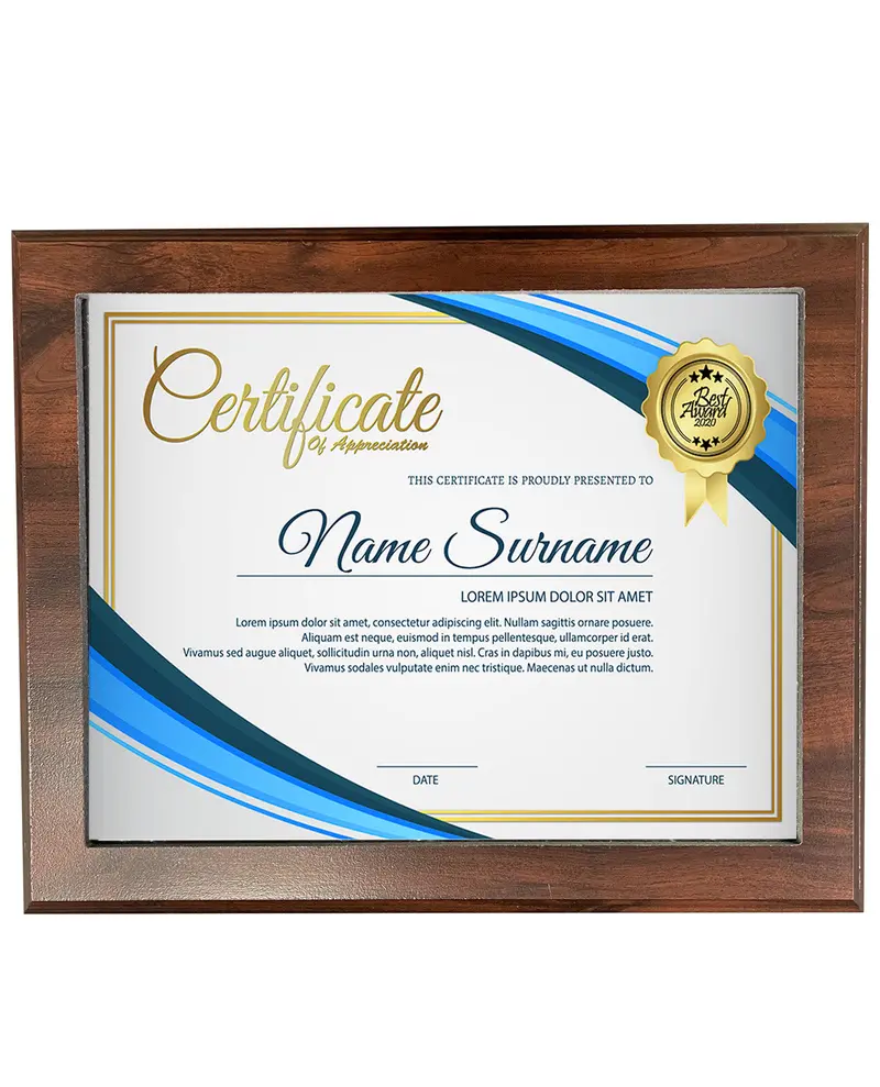 Cherry Wood Certificate Plaque With Slide-In Frame 1