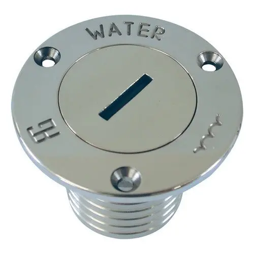 Chrome Deck Filler Cap – 'Water' Labelled, 50Mm Hose Connection 1