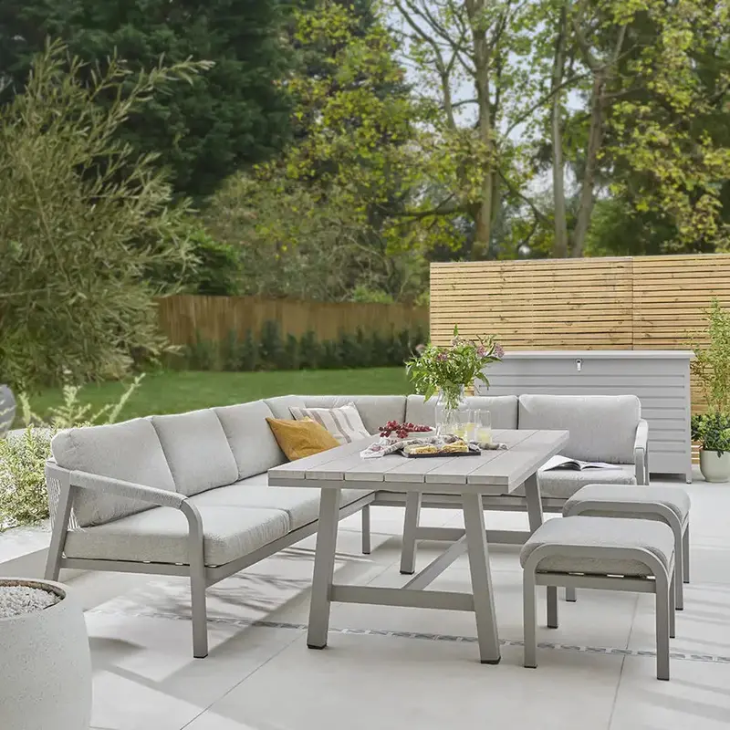Como Modular Corner Set – 5-Seat Lounge & Dining Combo With Footstools 1