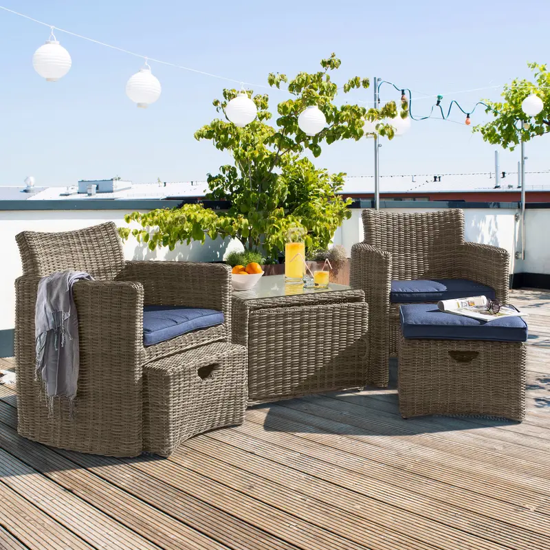 Cupido Wicker Two-Person Conversation Set With Cushioned Seating 1