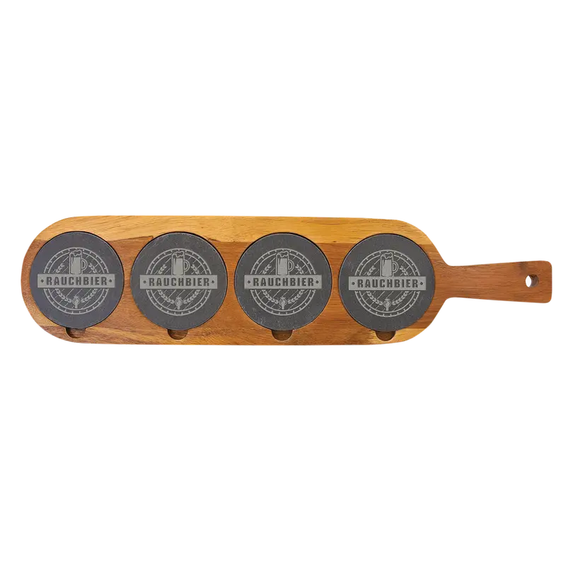 Custom Wood Flight Board Set With Slate Coasters 1