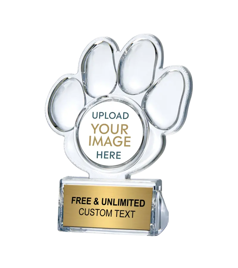 Customizable Acrylite Paw-Print Trophy 1