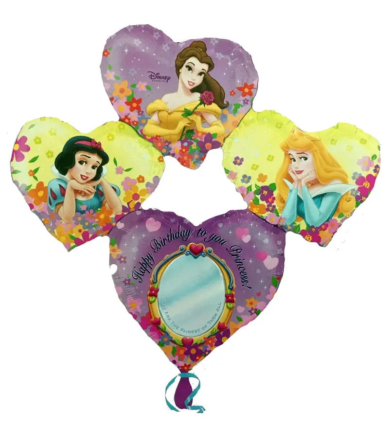 Disney Princess 4-Heart Super-Shape Balloon – Snow White, Belle & Aurora – Jumbo 33" 1