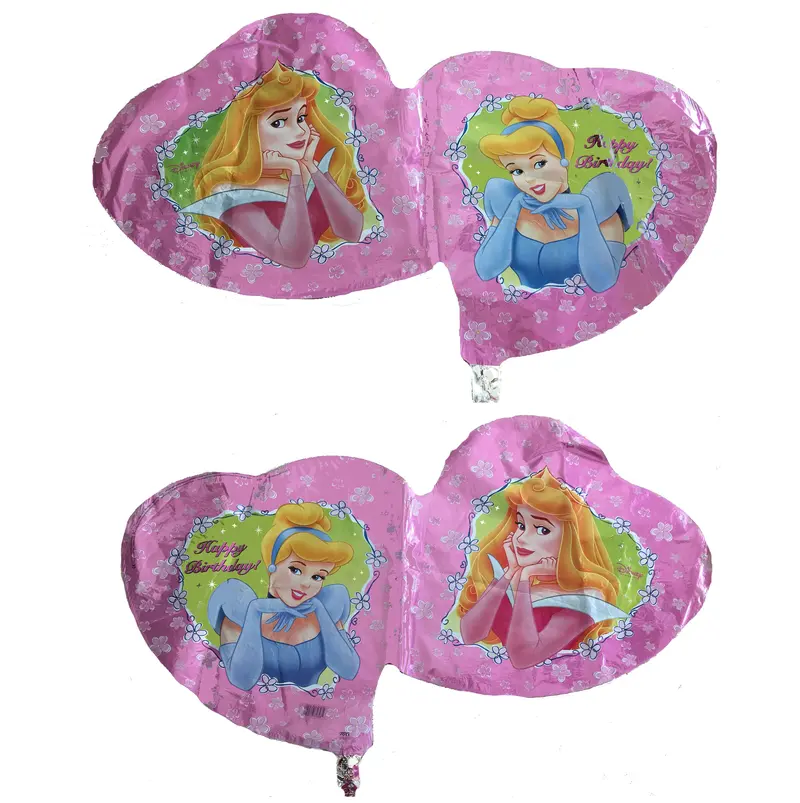 Disney Princesses Dual-Heart Jumbo Balloon – 36" Pink Super-Shape Featuring Aurora & Cinderella 1