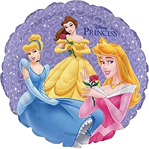 Disney Princesses Purple Birthday Balloon – 18" Trio Design With Cinderella, Belle & Aurora 1