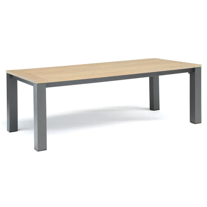 Elba Aluminum Dining Table – 87X40 Inch With Solid Teak Top 1