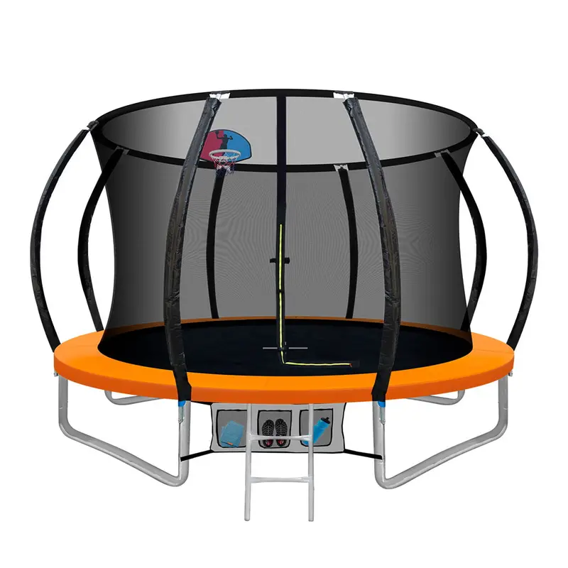Everfit 10-Foot Kids' Trampoline With Safety Enclosure, Ladder & Rebounder – Orange 1