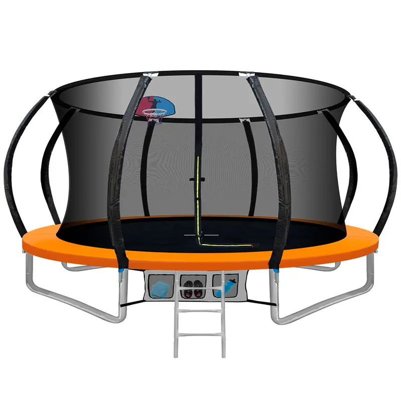 Everfit 12-Foot Kids' Trampoline With Safety Enclosure, Ladder & Rebounder – Orange 1