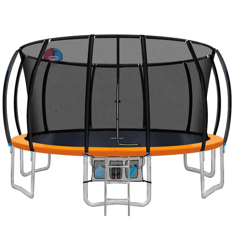 Everfit 16-Foot Kids' Trampoline With Safety Enclosure, Ladder & Rebounder – Orange 1