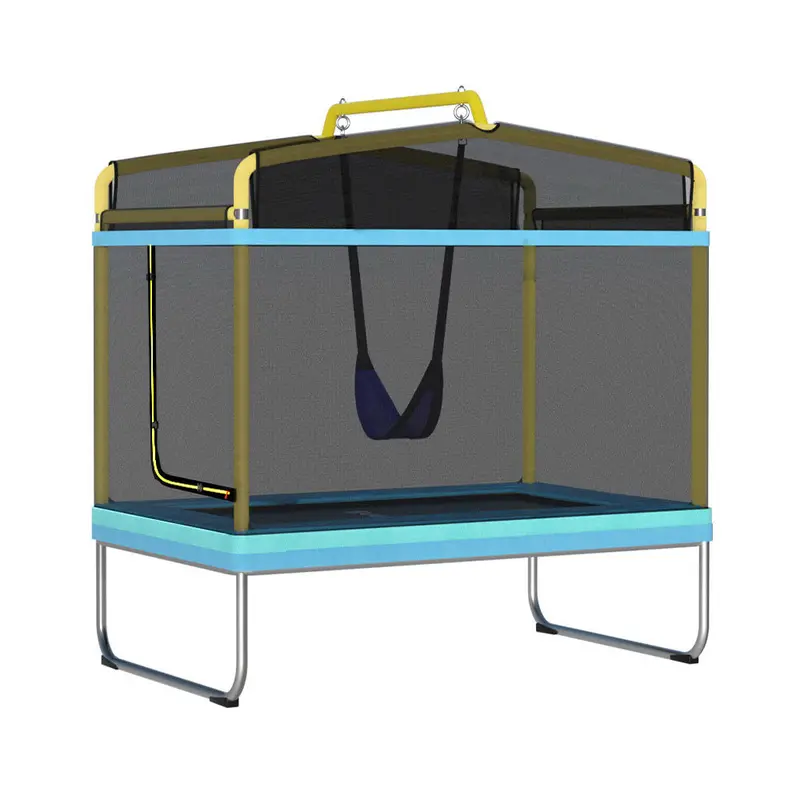 Everfit 6-Foot Rectangular Trampoline – Yellow With Swing & Safety Enclosure 1