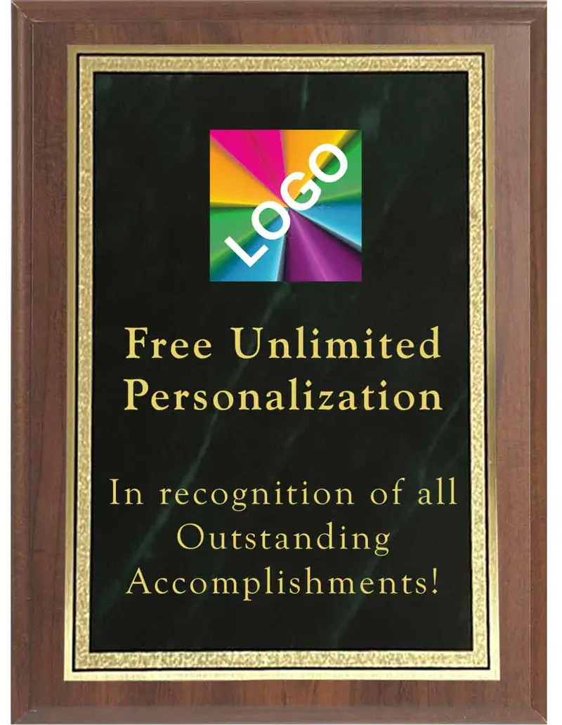 Full-Color Emerald Green Double-Border Frosted Plaque 1