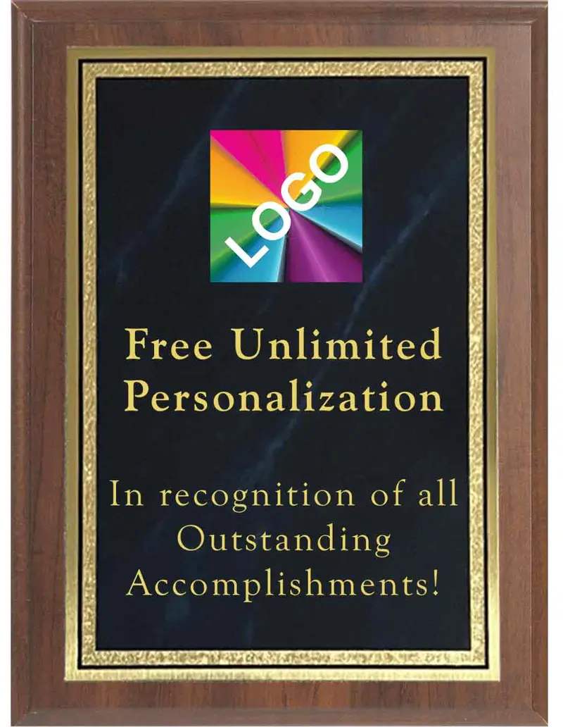 Full-Color Navy Blue Double-Border Frosted Plaque 1