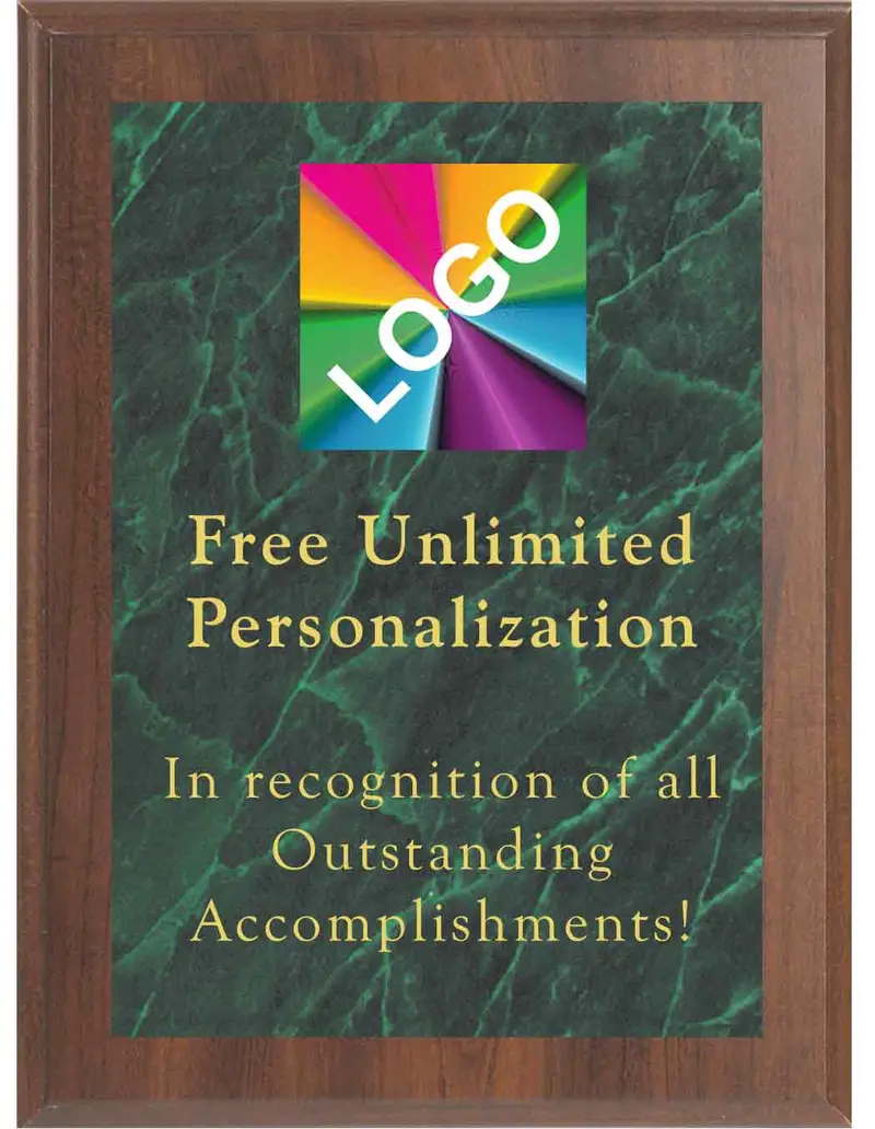 Full-Color Printed Green Marble Mist Plaque 1