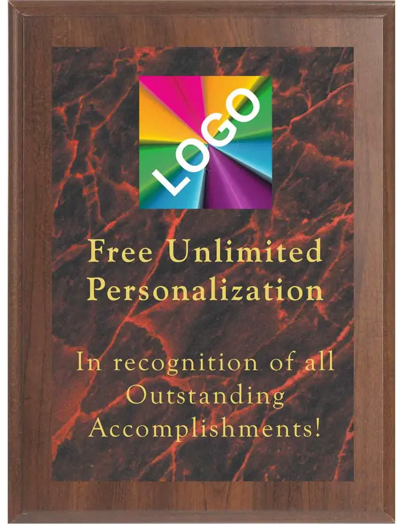 Full-Color Printed Maroon Marble Mist Plaque 1