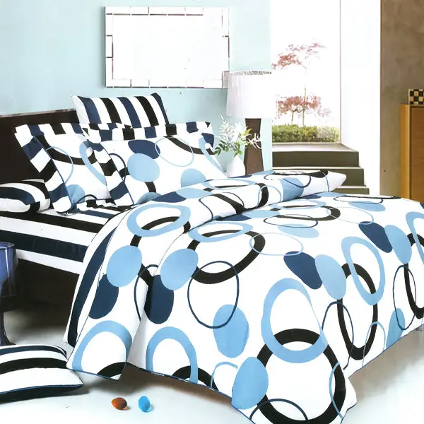 Geometric Circle Dot Twin Duvet Set – Modern Blue, Black & White Bedding For Teens 1
