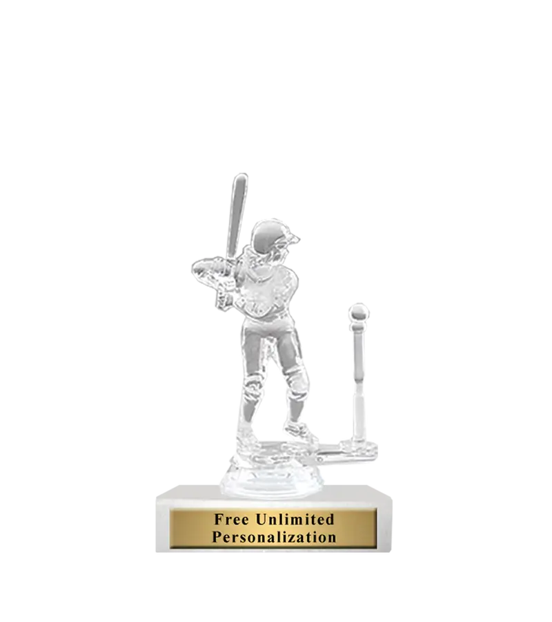 Girls' T-Ball Trophy – Clear Acrylic Youth Sports Award 1