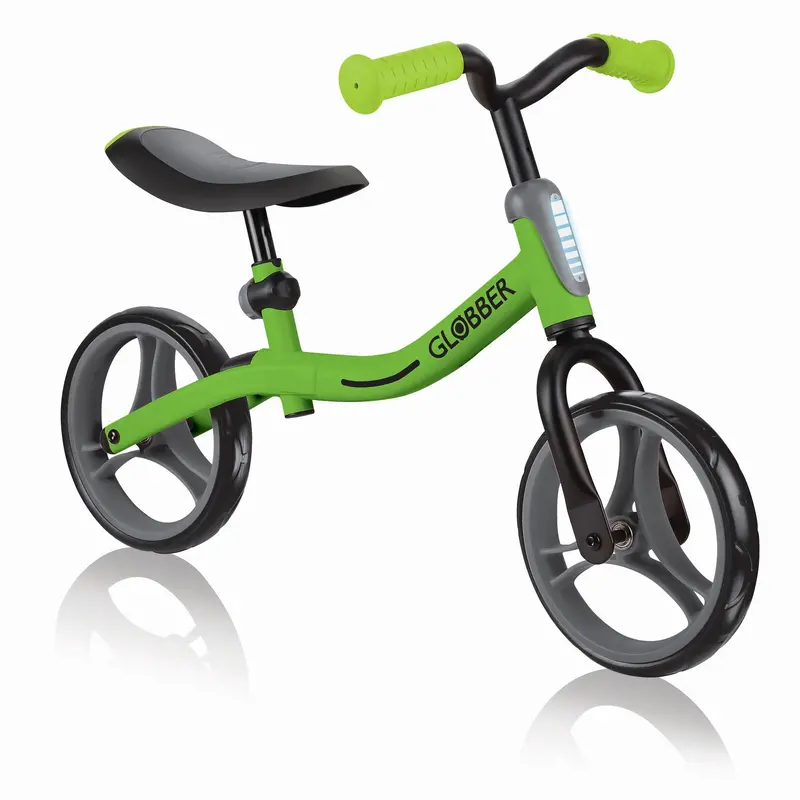 Globber Go! Kids Balance Bike In Lime And Charcoal 1