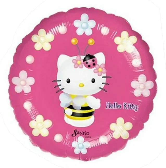 Hello Kitty Bee-Themed Party Balloon – Hot Pink & White Floral Pattern (18") 1