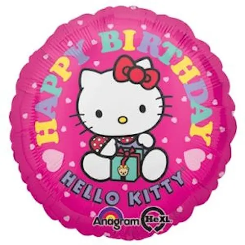 Hello Kitty Gift Box-Themed Hot Pink Birthday Balloon (18") 1