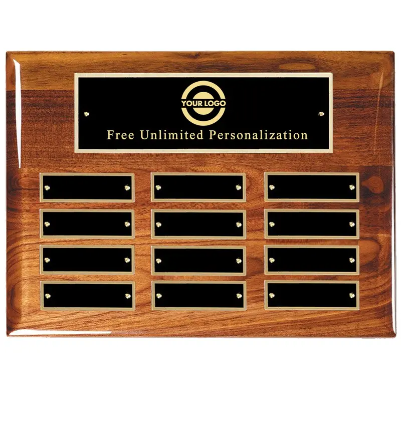 Horizontal 12-Slot Elegant Perpetual Name Plaque 1