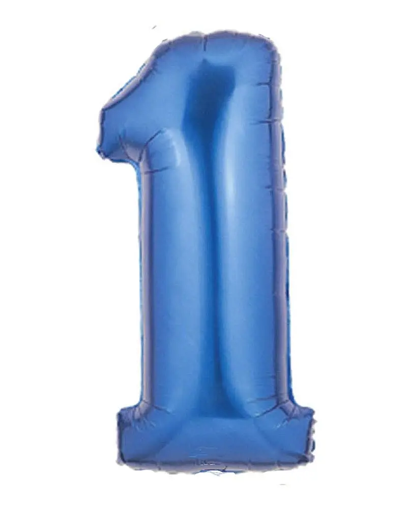 Jumbo Number 1 Balloon – 40" Blue Super-Shape Helium-Fill Milestone Celebrator 1