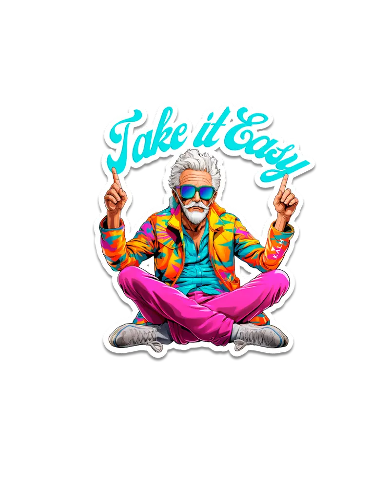 Kalm Take It Easy Yogi Man Sticker – Weather-Resistant Vinyl 1