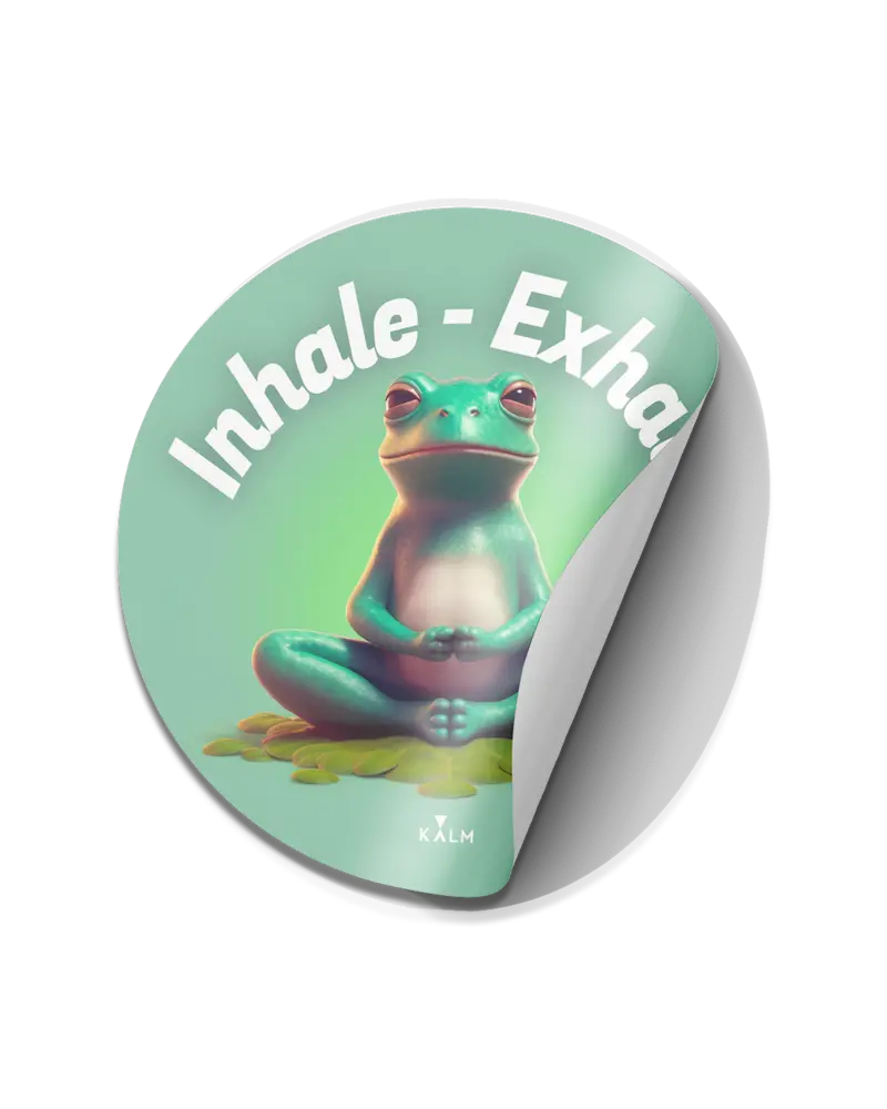 Kalm Yogi Frog Sticker – Waterproof, Reusable & Vibrant 1